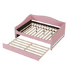 Full Size Upholstered Daybed With Light And Trundle - Pink