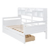 Twin Size Daybed, Slat Support, With Bedside Shelves And Two Drawers - White