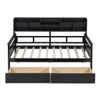 Twin Size Daybed, Slat Support, With Bedside Shelves And Two Drawers - Espresso