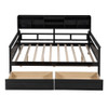 Full Size Daybed, Slat Support, With Bedside Shelf And Two Drawers - Espresso