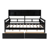 Full Size Daybed, Slat Support, With Bedside Shelf And Two Drawers - Espresso