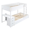 Twin Over Twin Bunk Bed With Twin Size Trundle, Storage And Desk - White