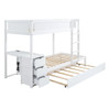 Twin Over Twin Bunk Bed With Twin Size Trundle, Storage And Desk - White