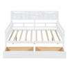 Full Size Daybed, Slat Support, With Bedside Shelf And Two Drawers - White