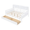 Full Size Daybed, Slat Support, With Bedside Shelf And Two Drawers - White