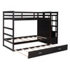 Twin Over Twin Bunk Bed With Trundle And Staircase - Espresso