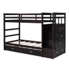 Twin Over Twin Bunk Bed With Trundle And Staircase - Espresso