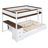 Full Over Full Bunk Bed With Twin Size Trundle, Storage And Desk - White / Walnut