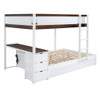 Full Over Full Bunk Bed With Twin Size Trundle, Storage And Desk - White / Walnut