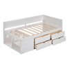 Twin Size Daybed With Drawers And Shelves - White