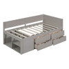 Twin Size Daybed With Drawers And Shelves - Gray