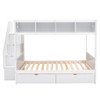 Twin Over Full Bunk Bed With Shelfs, Storage Staircase And 2 Drawers - White