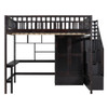 Full Size Loft Bed With Bookshelf, Drawers, Desk, And Wardrobe - Espresso