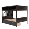 Twin Over Full Bunk Bed With Shelfs, Storage Staircase And 2 Drawers - Espresso