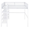 Full Size Loft Bed With 4 Tier Shelves And Storage - White