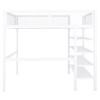 Full Size Loft Bed With 4 Tier Shelves And Storage - White