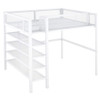 Full Size Loft Bed With 4 Tier Shelves And Storage - White