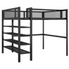 Full Size Loft Bed With 4 Tier Shelves And Storage - Black