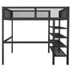 Full Size Loft Bed With 4 Tier Shelves And Storage - Black