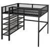 Full Size Loft Bed With 4 Tier Shelves And Storage - Black