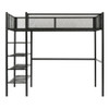 Twin Size Loft Bed With 4 Tier Shelves And Storage - Black