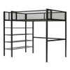 Twin Size Loft Bed With 4 Tier Shelves And Storage - Black
