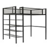 Twin Size Loft Bed With 4 Tier Shelves And Storage - Black