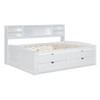 Full Size Daybed With 2 Bedside Cabinets, Upper Shelves And 4 Drawers - White