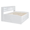 Full Size Daybed With 2 Bedside Cabinets, Upper Shelves And 4 Drawers - White