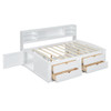 Full Size Daybed With 2 Bedside Cabinets, Upper Shelves And 4 Drawers - White