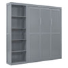 Queen Size Murphy Wall Bed With Shelves - Gray