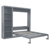 Queen Size Murphy Wall Bed With Shelves - Gray