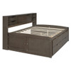 Full Size Daybed With 2 Bedside Cabinets, Upper Shelves And 4 Drawers - Antique Brown