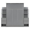 Full Size Murphy Wall Bed & Shelves, Drawers And LED Lights - Gray