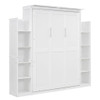 Full Size Murphy Wall Bed With Shelves And LED Lights - White