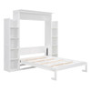 Full Size Murphy Wall Bed With Shelves And LED Lights - White