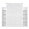 Full Size Murphy Wall Bed With Shelves And LED Lights - White