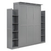 Full Size Murphy Wall Bed With Shelves And LED Lights - Gray