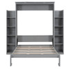 Full Size Murphy Wall Bed With Shelves And LED Lights - Gray