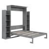 Full Size Murphy Wall Bed With Shelves And LED Lights - Gray