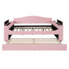Full Size Upholstered Daybed With Storage Armrests, Trundle And Latest Integrated Bluetooth Audio System, Teddy Fleece - Pink