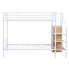 Twin Over Twin Bunk Bed With Lateral Storage Ladder And Wardrobe - White