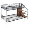 Full Over Full Bunk Bed With Lateral Storage Ladder And Wardrobe - Black