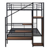 Full Over Full Bunk Bed With Lateral Storage Ladder And Wardrobe - Black