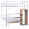 Full Over Full Bunk Bed With Lateral Storage Ladder And Wardrobe - White