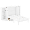 Queen Size Murphy Bed With Shelves, Drawers And USB Ports - White