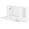 Queen Size Murphy Bed With Shelves, Drawers And USB Ports - White