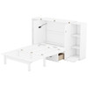 Queen Size Murphy Bed With Shelves, Drawers And USB Ports - White