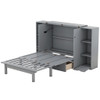 Queen Size Murphy Bed With Shelves, Drawers And USB Ports - Gray