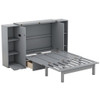 Queen Size Murphy Bed With Shelves, Drawers And USB Ports - Gray